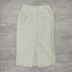 Vintage Talbot's Women's Gauzy Irish Linen Button Light Green Maxi Skirt 10 P